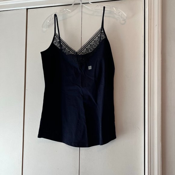 NWOT! Loft Navy Camisole w/Crochet Lace - Medium - Picture 1 of 2